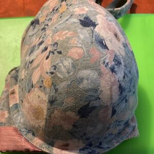 Cacique Floral Print Bra - Blue and Pink